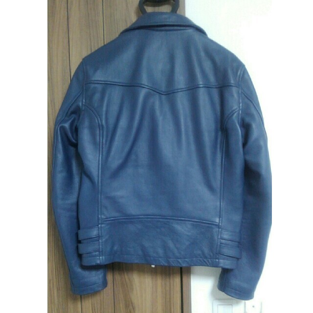 no id. レザーライダースジャケット ブルー | hartwellspremium.com