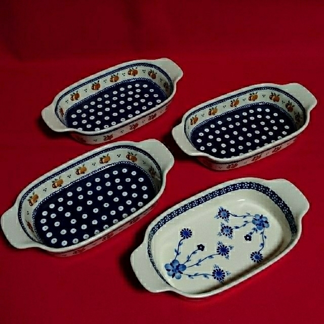 yuko様専用 ポーリッシュポタリー グラタン皿 4枚 (持ち手あり) 食器