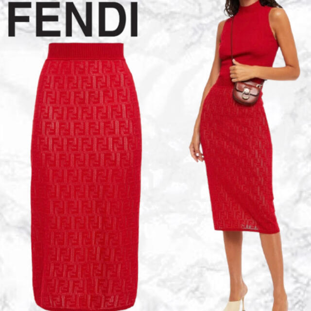 FENDI - FENDI 新品未使用タグ付き FFロゴ ペンシルニット スカート