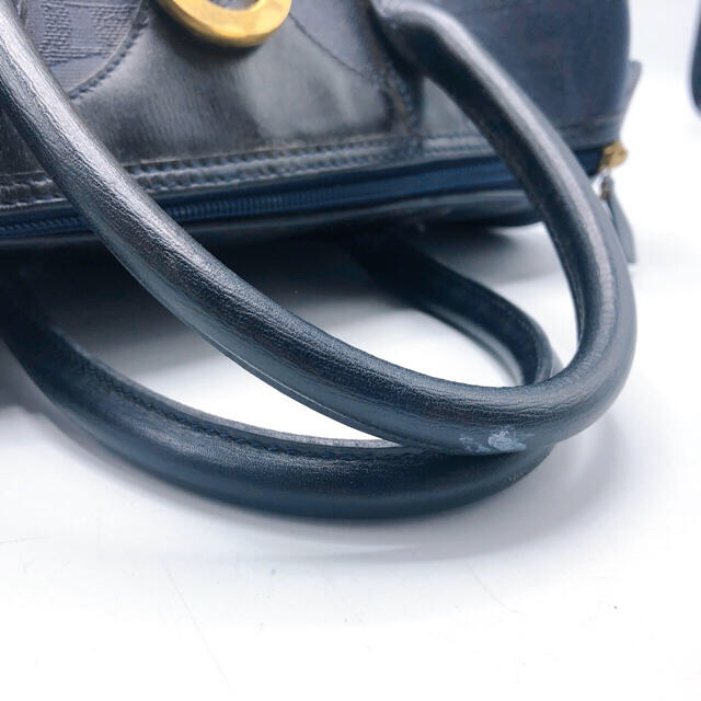 正規品 ディオール Dior ミニボストン ハンドバッグ トロッター柄 紺系 4