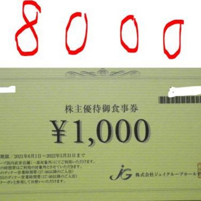 ジェイグループホールディングス 株主優待 8000円分（1000円×８）