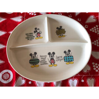 ミッキーマウス(ミッキーマウス)の美品 Disney ミッキーマウス ランチプレート 日本製 スケーター オフ白 (プレート/茶碗)