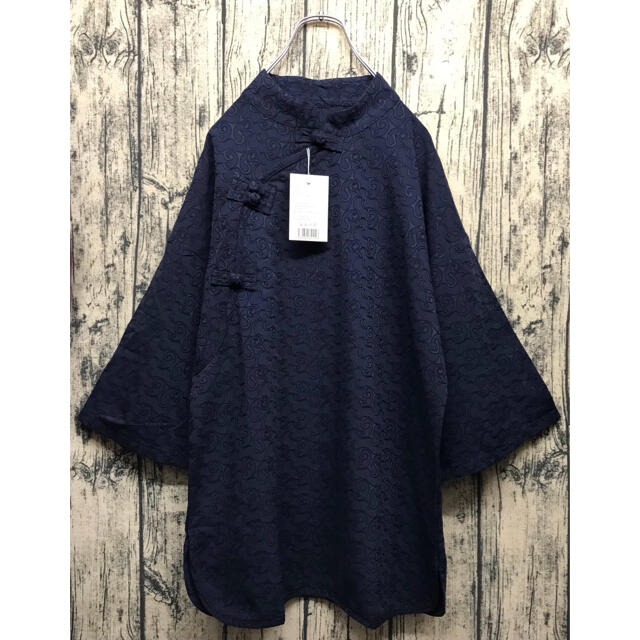 チャイナシャツ navy XL相当 レディースのトップス(シャツ/ブラウス(長袖/七分))の商品写真