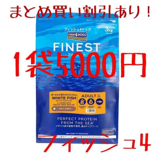 フィッシュ４ドッグ　オーシャンホワイトフィッシュ　小粒3kg