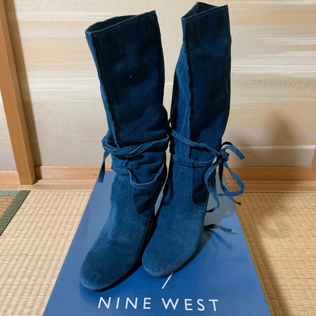 NINE WEST(ナインウエスト)のナインウエスト　ターコイズブルーのスエードロングブーツ　24.5cm 日本未発売 レディースの靴/シューズ(ブーツ)の商品写真