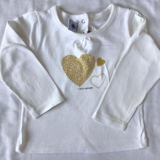 プチバトー(PETIT BATEAU)のプチバトー　81cm ロンT 白　ハート柄(シャツ/カットソー)