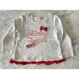 シャーリーテンプル(Shirley Temple)のシャーリーテンプル　トップス　100 長袖　ロンT  ホワイト　レッド　チェック(Tシャツ/カットソー)