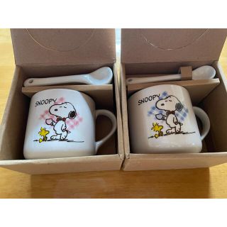 スヌーピー(SNOOPY)のスヌーピー　スプーン付きマグカップ　2個セット(食器)