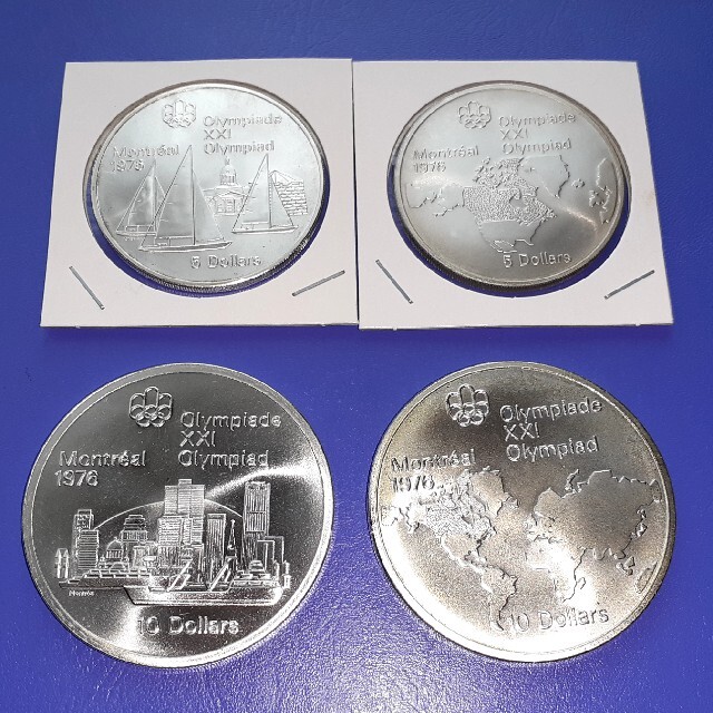 【美品～佳品】モントリオールオリンピック 記念銀貨、10ドル、5ドル、各2枚 | フリマアプリ ラクマ