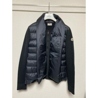 モンクレール(MONCLER)のモンクレール　カーディガン　ダウン　ニット　マフラー　ノーカラー　mサイズ　黒(カーディガン)