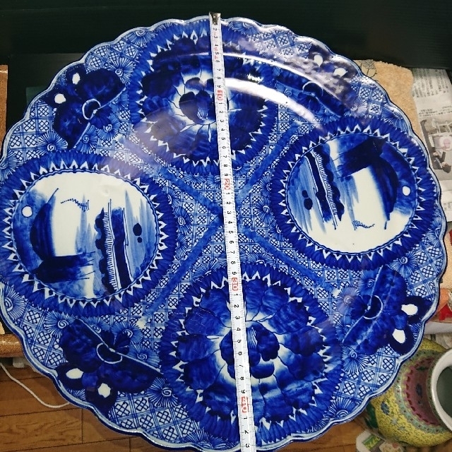 エンタメ/ホビー特大ベロ藍皿、古伊万里伊万里、絵皿