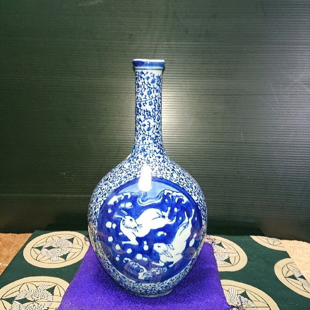 アンティーク徳利唐草模様、染付 mucholab.com.ar