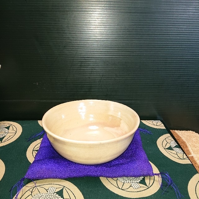茶道具、茶碗萩焼き、７代目岡田仙舟作