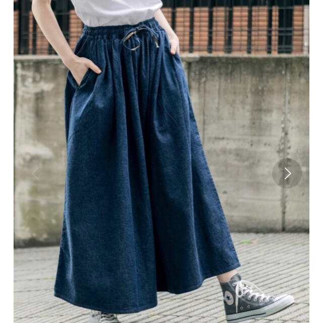 BEAMS(ビームス)の or slowオアスロウ　デニムギャザーロングスカート　美品 レディースのスカート(ロングスカート)の商品写真