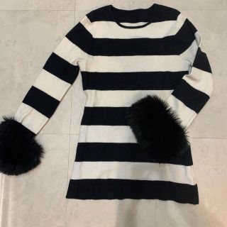 ザラ(ZARA)のバースデイバッシュ　ファー　ボーダートップス(カットソー(長袖/七分))