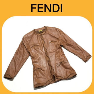 極美品　FENDI フェンディ　軽くて柔らか◎レザージャケット　RaLD42