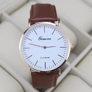【白時計セット】ブラウン 腕時計　シンプル レディースウォッチ (腕時計)