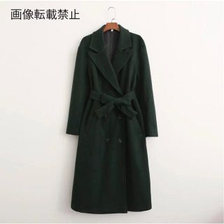 ザラ(ZARA)の🌰9月新作🌾6095◆green グリーン ベルト付き ロングコート(ロングコート)