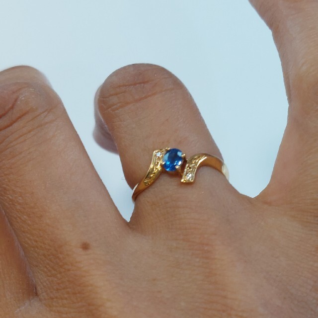 お客様専用K18 サファイア　ダイヤ　デザインリング レディースのアクセサリー(リング(指輪))の商品写真
