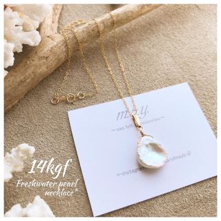 14kgf*花びら淡水パールの華奢チェーンネックレス＊(ネックレス)