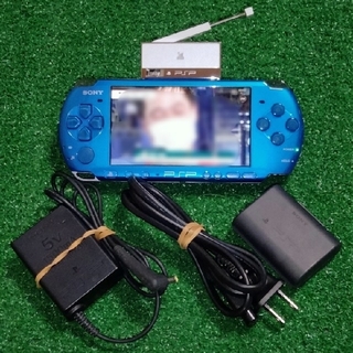 プレイステーションポータブル(PlayStation Portable)のPSP-3000本体一式(ブルー )+ワンセグTVチューナー#送料込み(携帯用ゲーム機本体)