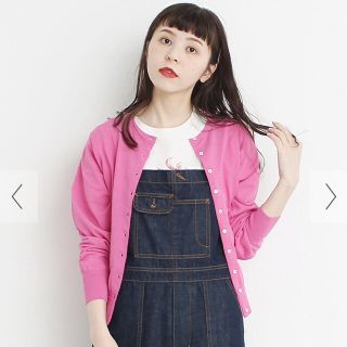 ドットアンドストライプスチャイルドウーマン(Dot&Stripes CHILDWOMAN)の新品　CHILD WOMAN 〇ICE COTTON クルーカーディガン　ピンク(カーディガン)