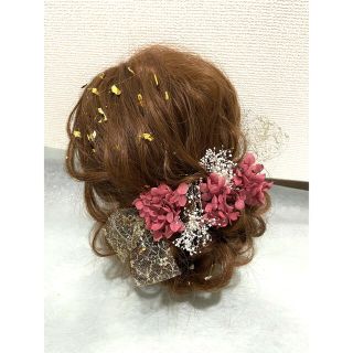 髪飾り　成人式　フラワーヘアアク　前撮り　和装飾り　振袖　卒業式　袴　結婚式(ヘッドドレス/ドレス)