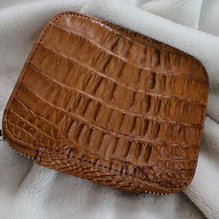 新品 未使用品 クロコダイル 財布 2つ折り 茶色 キャメル(折り財布)
