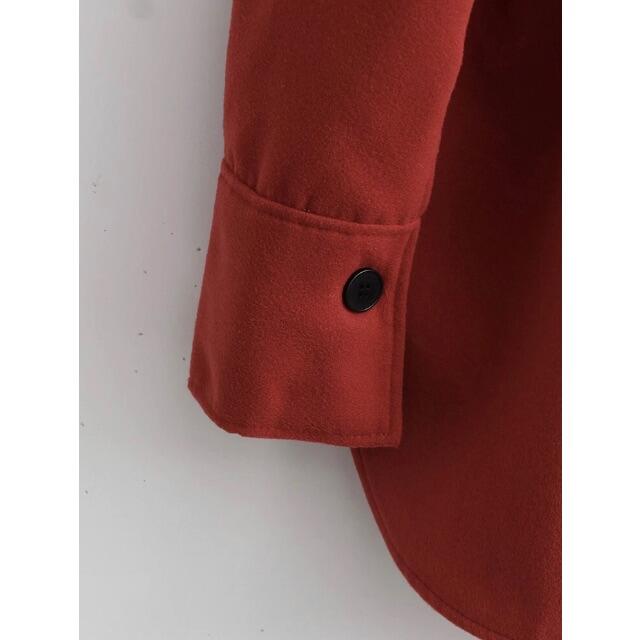 ZARA(ザラ)の🌰9月新作🌾6100◆テラコッタ ベルト付き シャツジャケット レディースのジャケット/アウター(ニットコート)の商品写真