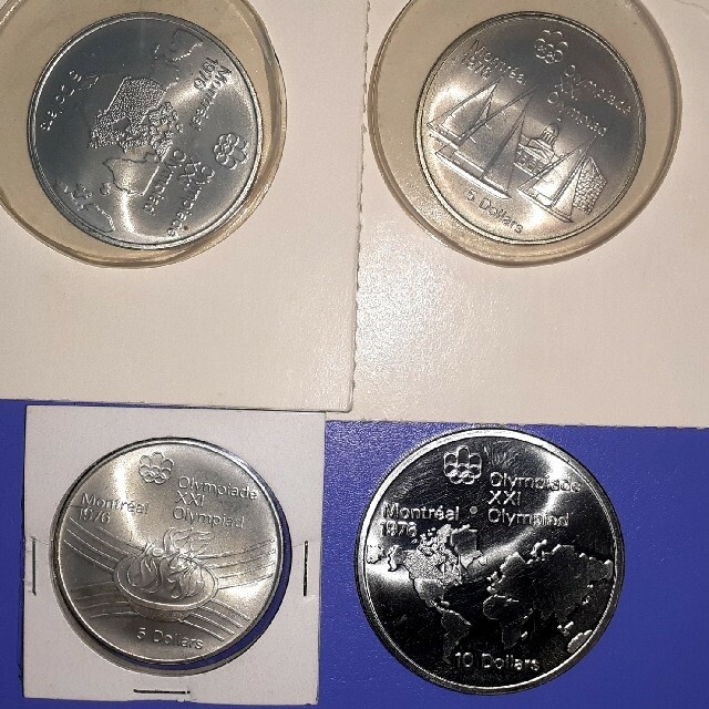 要説明確認】モントリオールオリンピック 記念銀貨、10ドル1枚、5ドル
