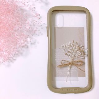 【全機種対応】かすみ草ミニブーケ❁⃘ミニカード付き♡ハンドメイド(スマホケース)