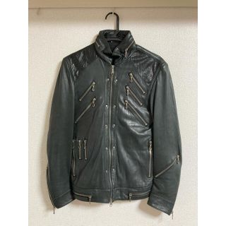 美品5351PourLesHOMMES送料込5万程レザー革付ライダースジャケット