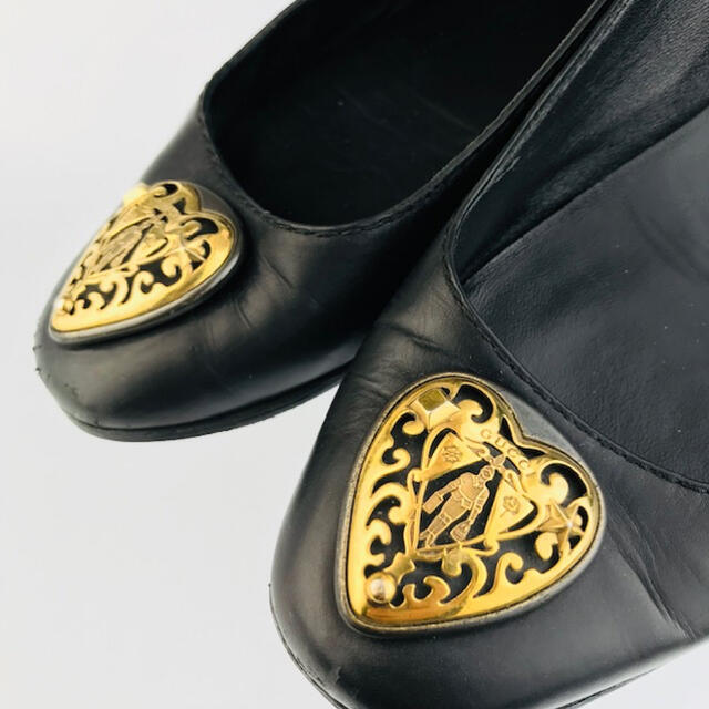 Gucci(グッチ)のGUCCI★ゴールドハート金具 レザー フラットシューズ(37 1/2) レディースの靴/シューズ(バレエシューズ)の商品写真