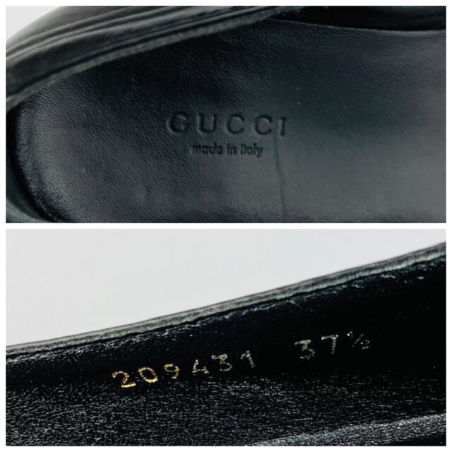 Gucci(グッチ)のGUCCI★ゴールドハート金具 レザー フラットシューズ(37 1/2) レディースの靴/シューズ(バレエシューズ)の商品写真