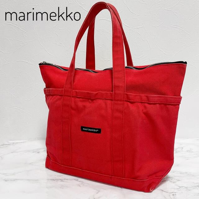 marimekko(マリメッコ)の美品♡ marimekko マリメッコ キャンバストート マザーズバッグ 赤 レディースのバッグ(トートバッグ)の商品写真