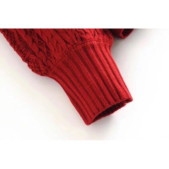 ZARA(ザラ)の🌰9月新作🌾6115◆red レッド ボリューム フリル ニット セーター レディースのトップス(ニット/セーター)の商品写真