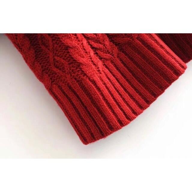 ZARA(ザラ)の🌰9月新作🌾6115◆red レッド ボリューム フリル ニット セーター レディースのトップス(ニット/セーター)の商品写真