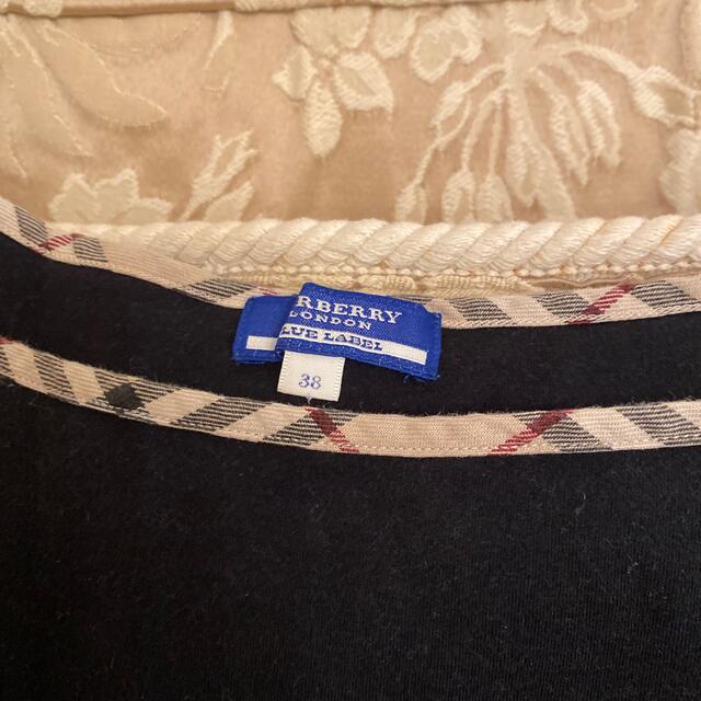 BURBERRY BLUE LABEL(バーバリーブルーレーベル)のSALE！バーバリーブルーレーベルBurberryブラックカットソ38 美品 レディースのトップス(カットソー(長袖/七分))の商品写真