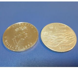 【傷あり】本物カナダ純銀1オンス銀貨、モントリオール5ドル銀貨、各一枚