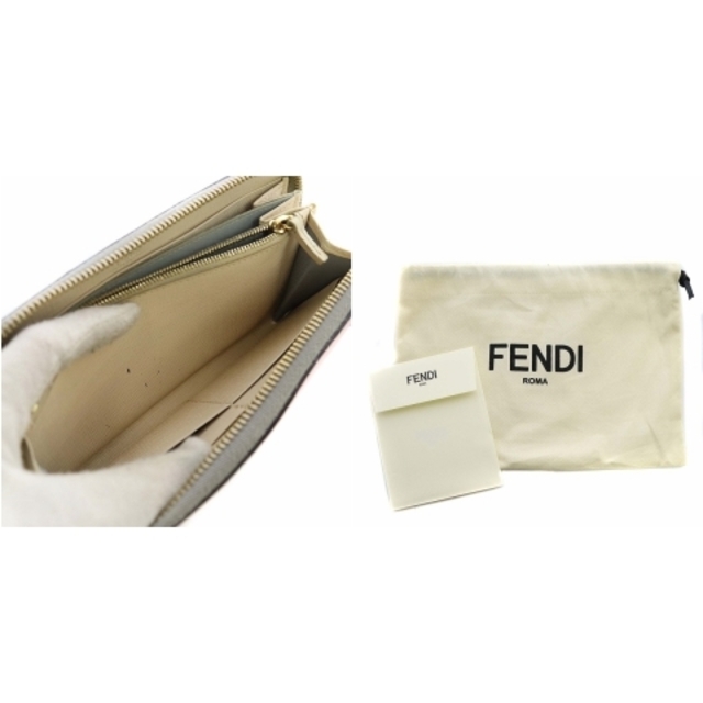 FENDI(フェンディ)のフェンディ 長財布 ラウンドジップ バグズ モンスター カーフレザー グレー  レディースのファッション小物(財布)の商品写真