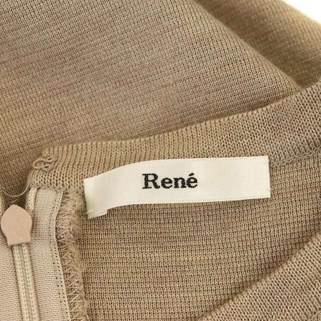 ルネ ニットワンピース ノースリーブ ひざ丈 ウール 34 XS ベージュ
