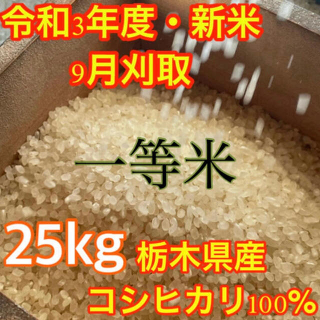 栃木米、コシヒカリ（R５年産）玄米２５kg、農家直送の自家米