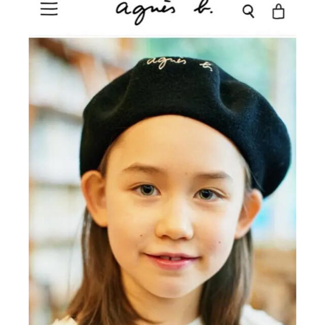 agnes b.(アニエスベー)の新品タグ付き　人気　アニエスベー  ベレー帽　ブラック　T1 キッズ/ベビー/マタニティのこども用ファッション小物(帽子)の商品写真