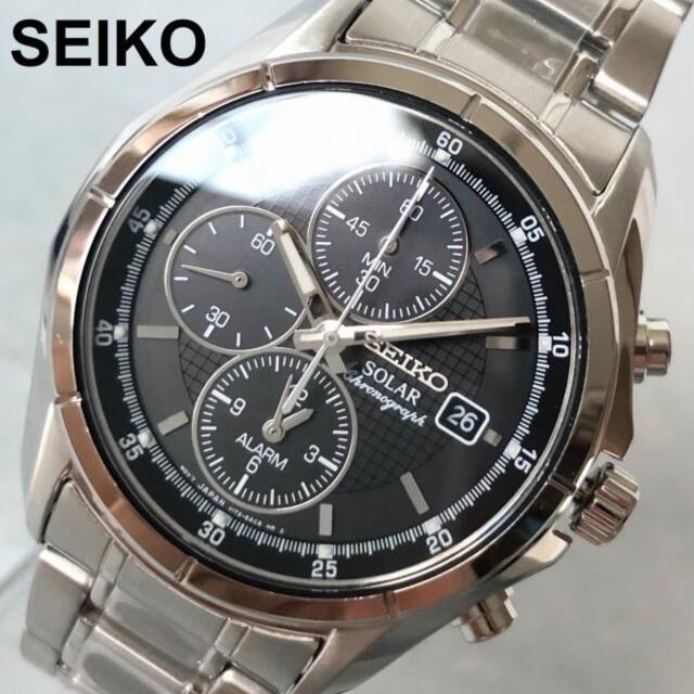 【新品】セイコー SEIKO ソーラー メンズ腕時計 ブラックダイヤル