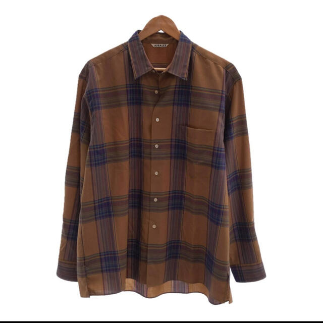 メンズAURALEE  SUPER LIGHT WOOL CHECK SHIRTS