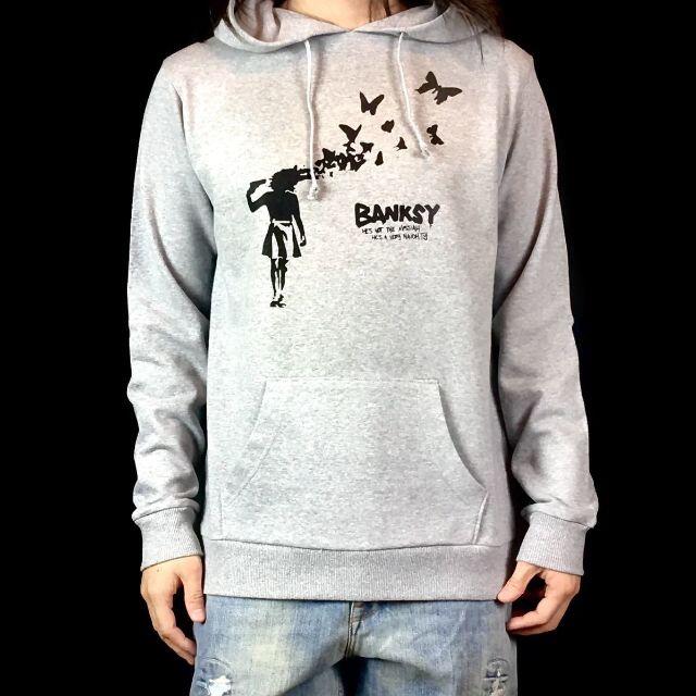 パーカー【BANKSY】新品 拳銃 スーサイド アゲハ蝶 蝶々 パーカー