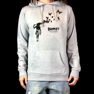 【BANKSY】新品 拳銃 スーサイド アゲハ蝶 蝶々 パーカー