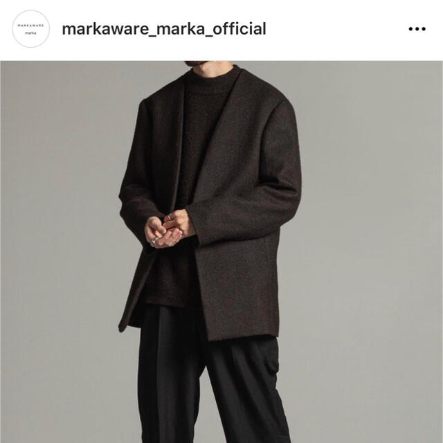 上品な MARKAWEAR Text ナチュラルカラーアルパカダブルクロースノーカラージャケット ノーカラージャケット 