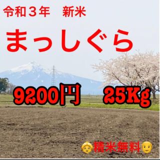 【令和３年新米】まっしぐら　白米　25Kg(米/穀物)