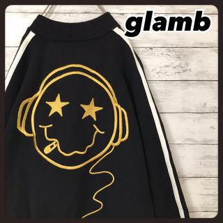 グラム(glamb)の☆美品☆ グラム ニット ジャージ 黒 スマイル 刺繍 スリーブライン(ニット/セーター)